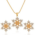 Minimalist Jewelry Set with Snowflake Necklace & Earrings