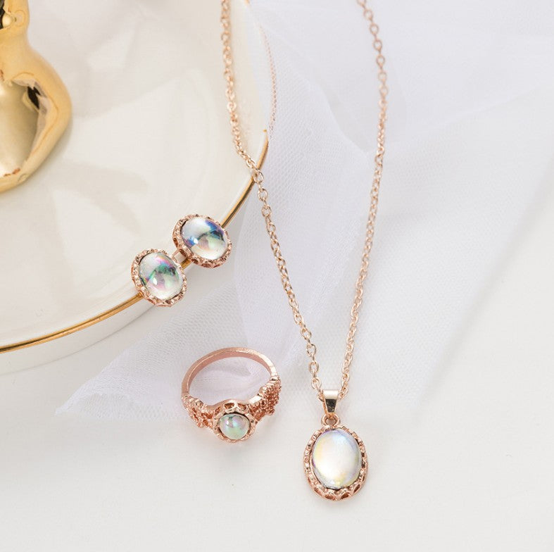Color Gemstone Set: Necklace, Earrings, Ring, and More