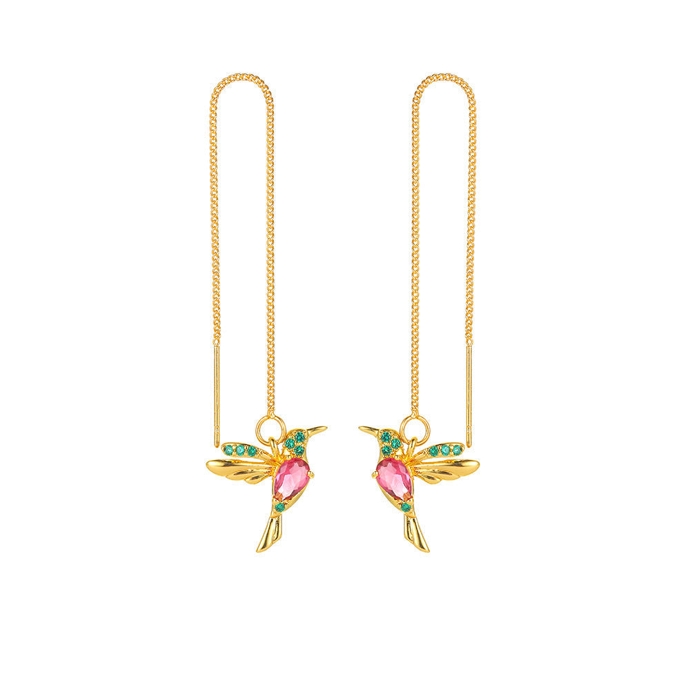 Elegant Hummingbird Tassel Earrings