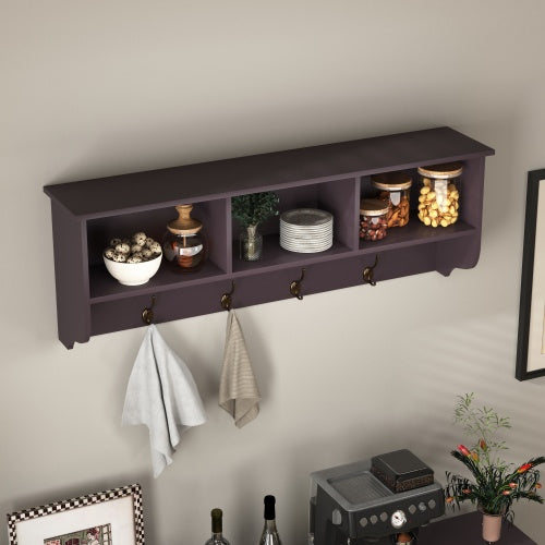 Entryway Coat Rack with Dual Hooks and Storage Shelf
