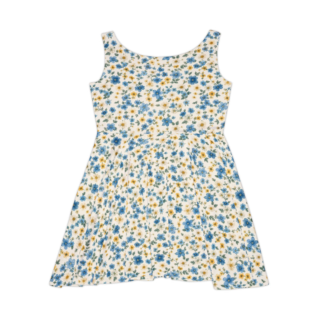 Blue and Yellow Ditsy Floral Skater Dress