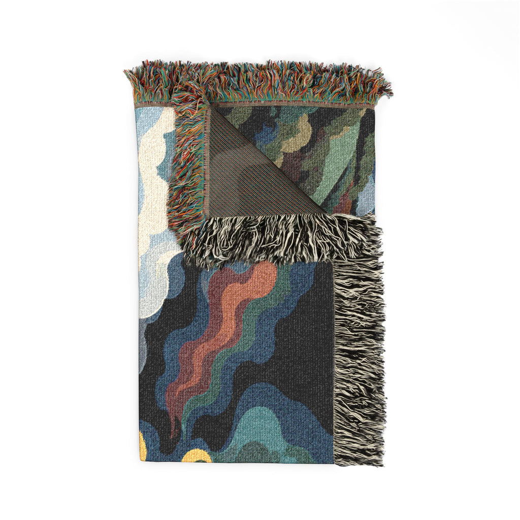 Sunset Landscape Woven Blanket | Scenic Countryside Tapestry Throw