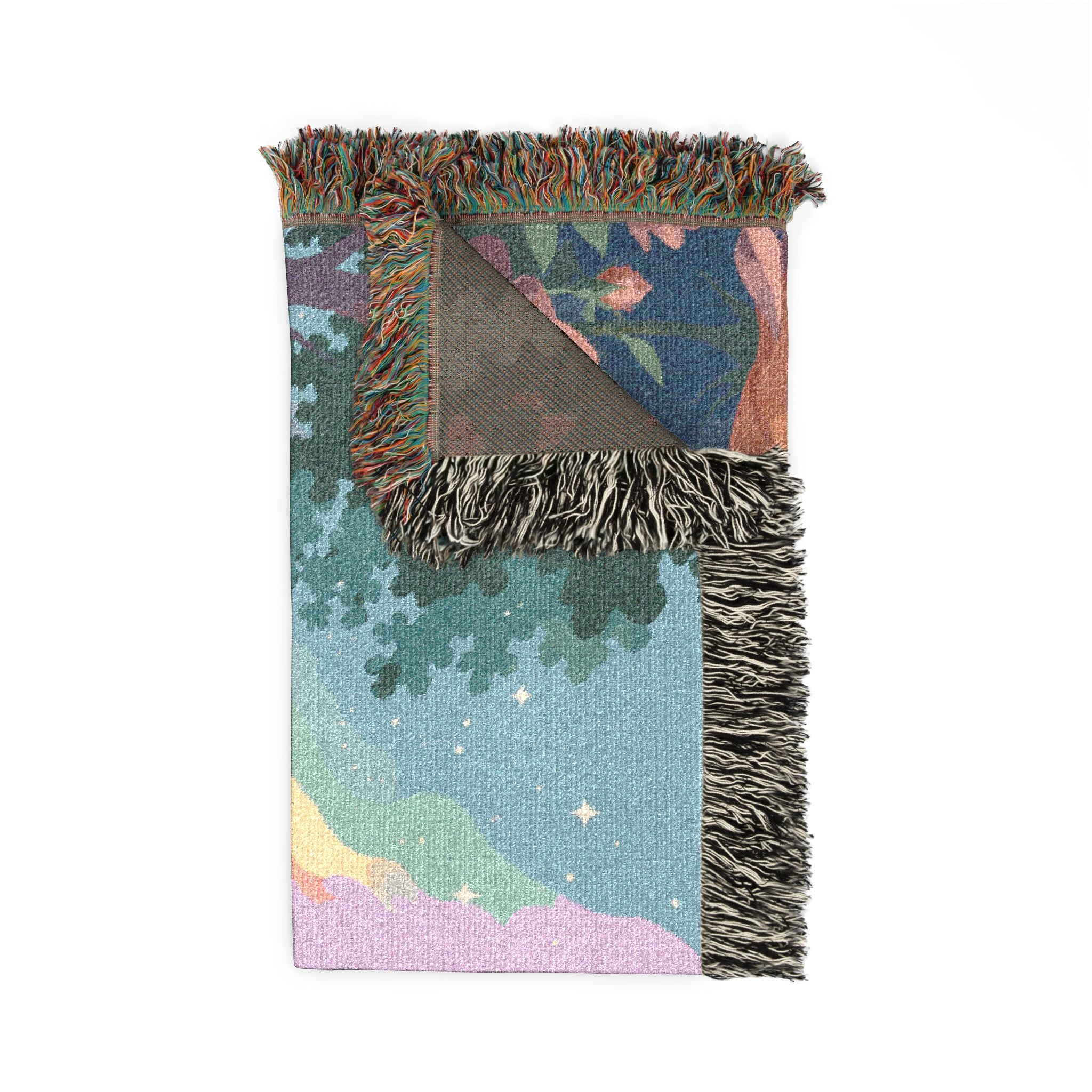 Sunset Rose Meadow Woven Blanket | Floral Landscape Throw
