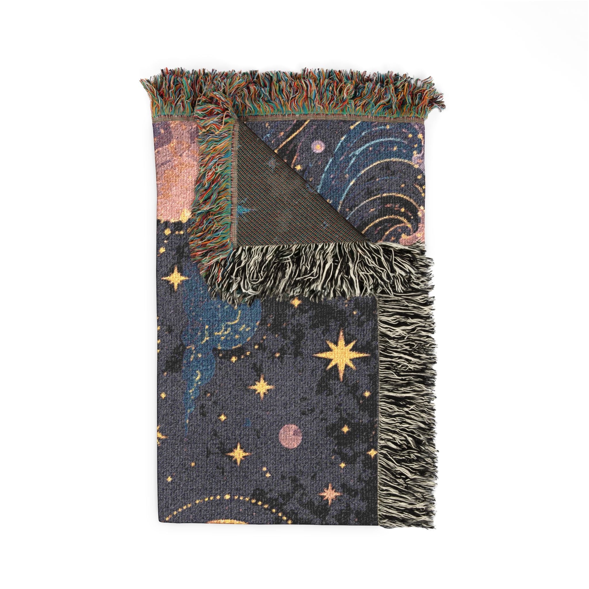 Crescent Moon Over Ocean Woven Blanket | Starry Night Tapestry Throw