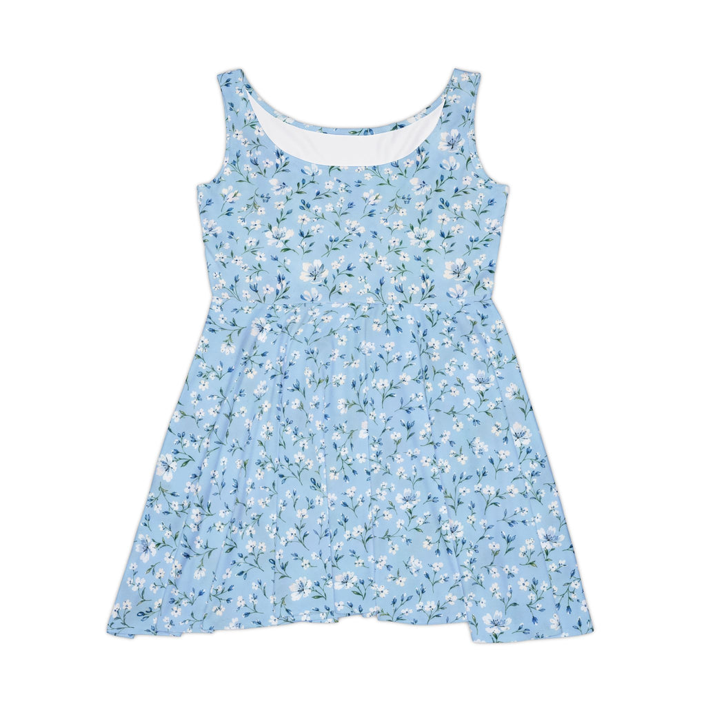 Blue Floral Pattern Skater Dress