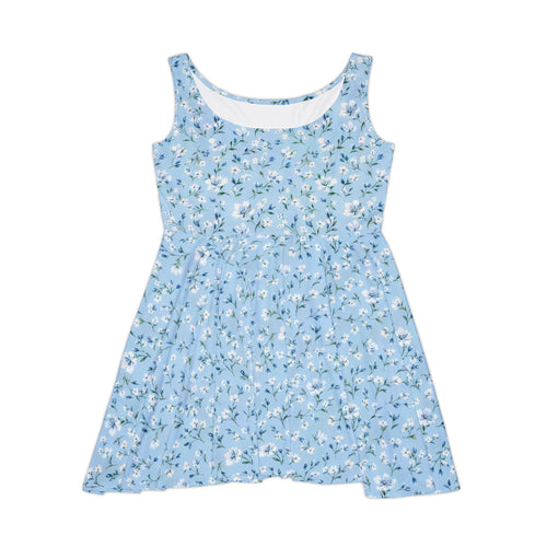 Blue Floral Pattern Skater Dress