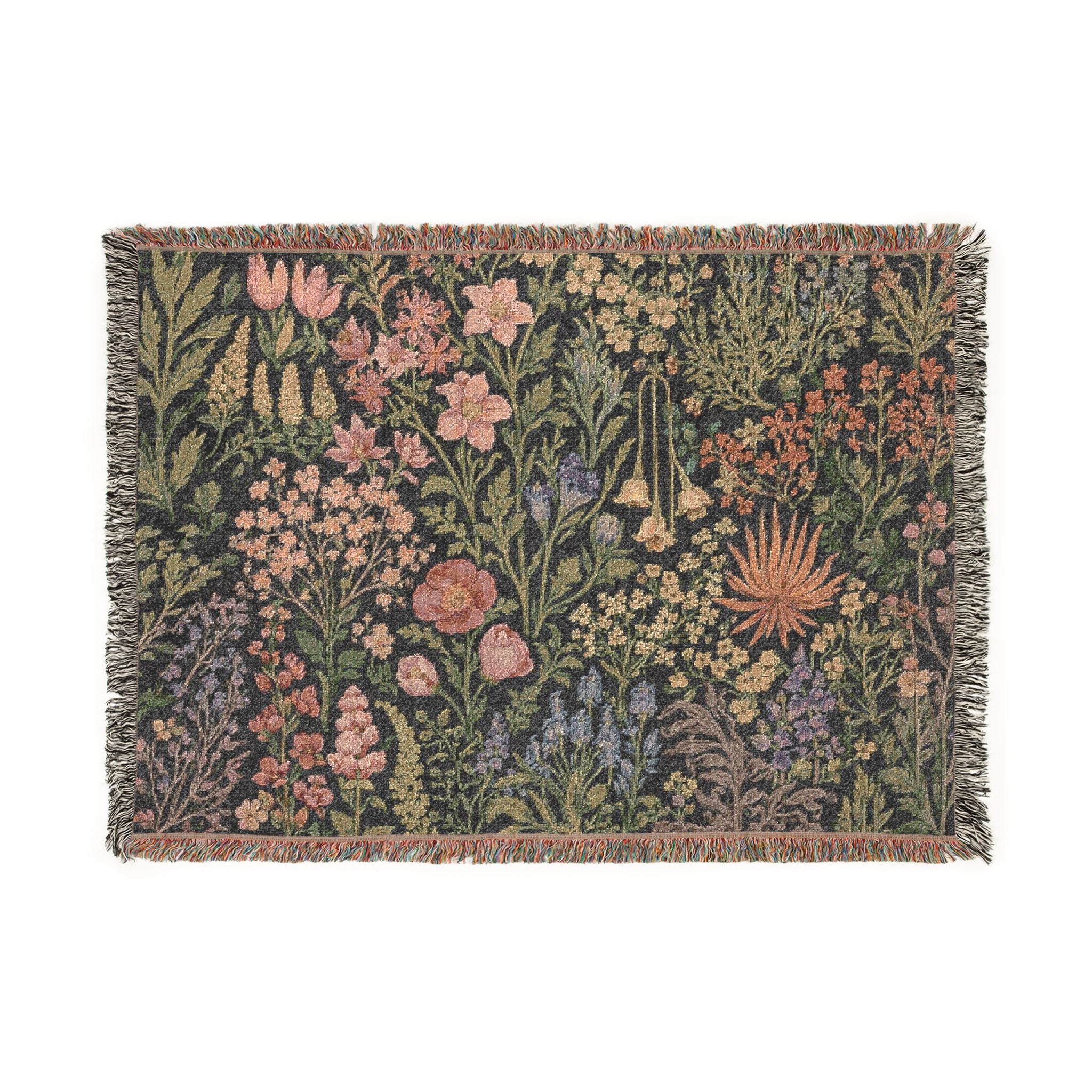 Vintage Floral Tapestry Woven Blanket | Botanical Garden Throw