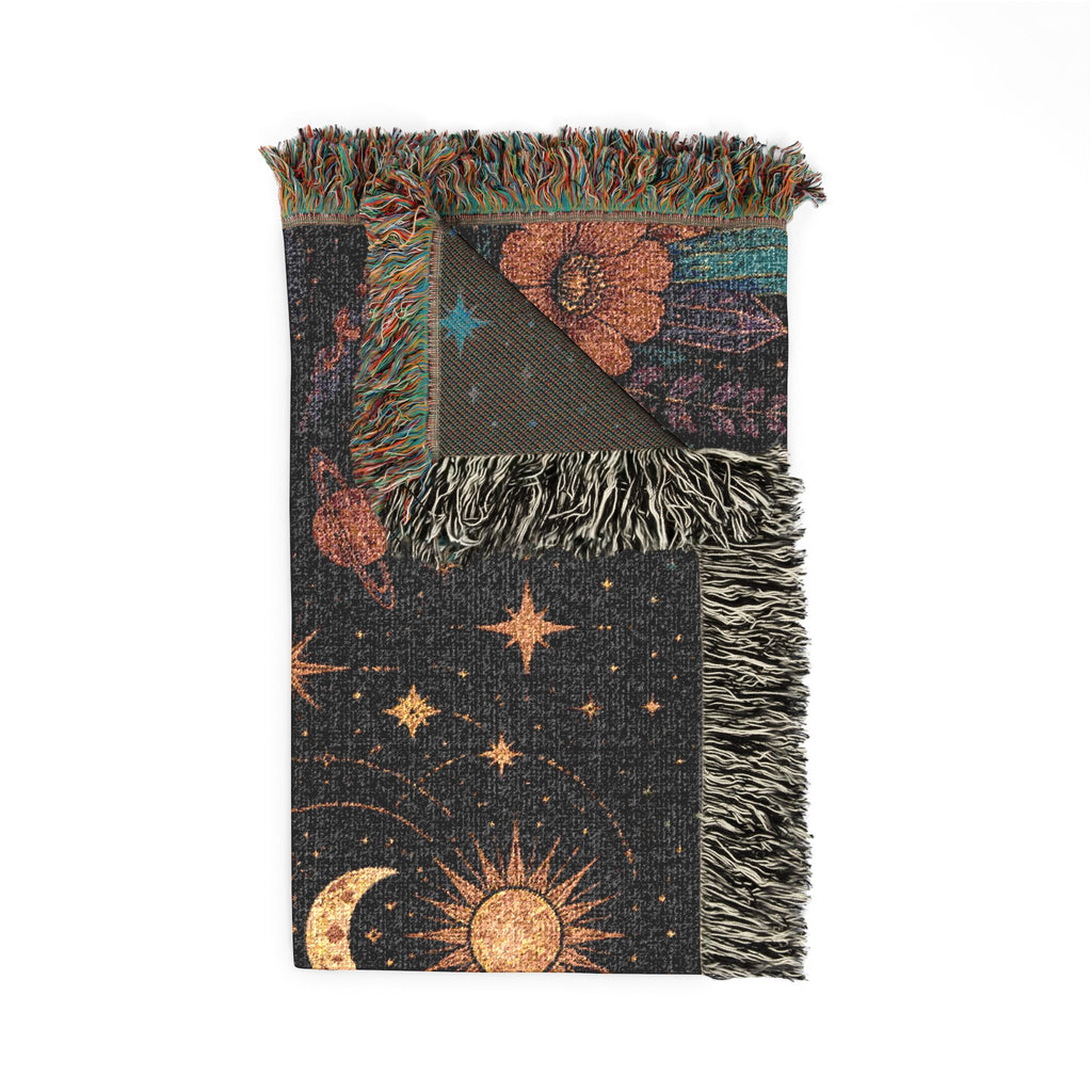 Celestial Moon Phases Woven Tapestry Blanket