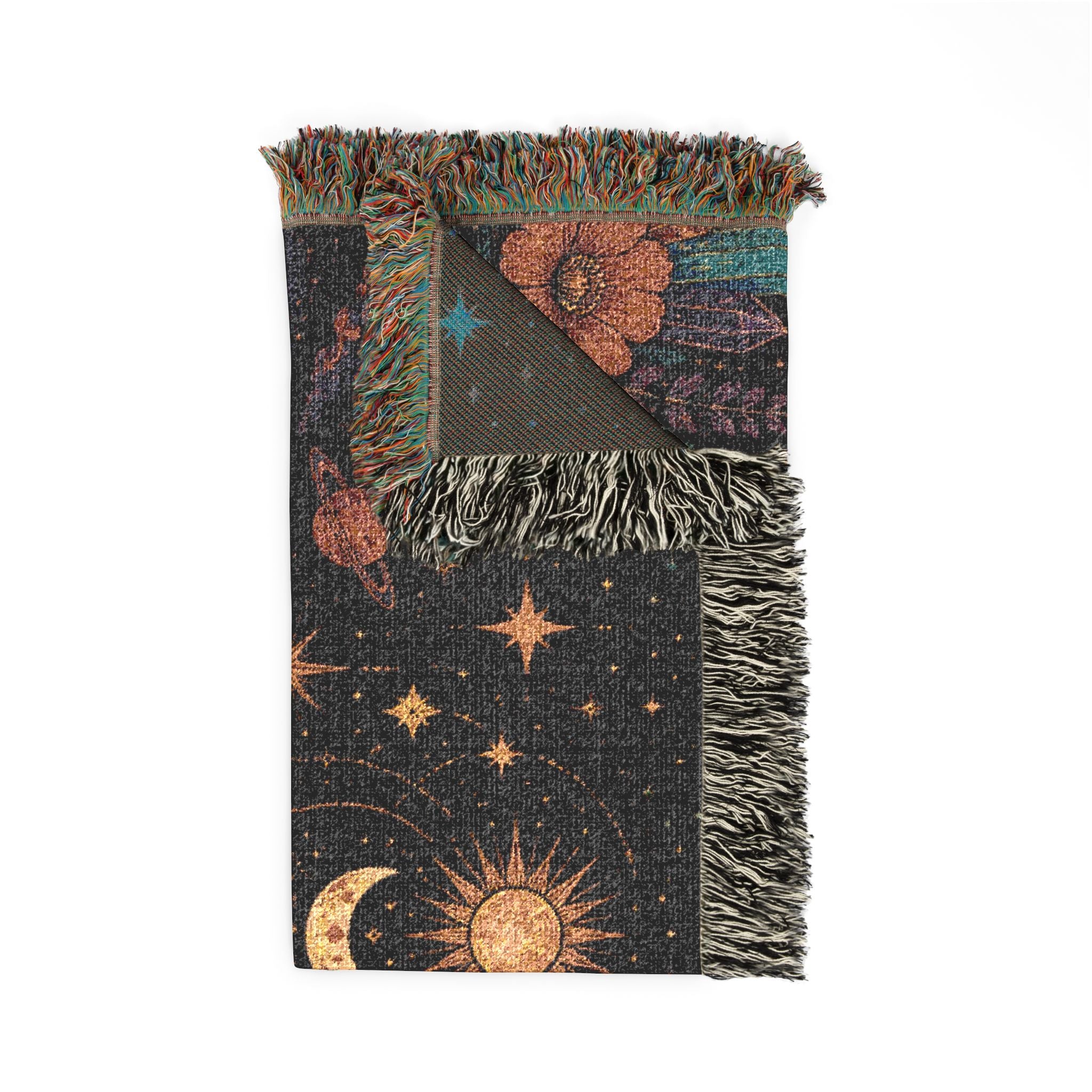 Celestial Moon Phases Woven Tapestry Blanket