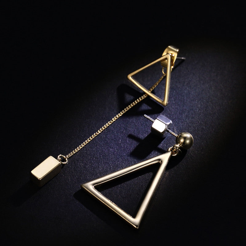 Korean Style Geometric Long Earrings - Asymmetrical Triangle