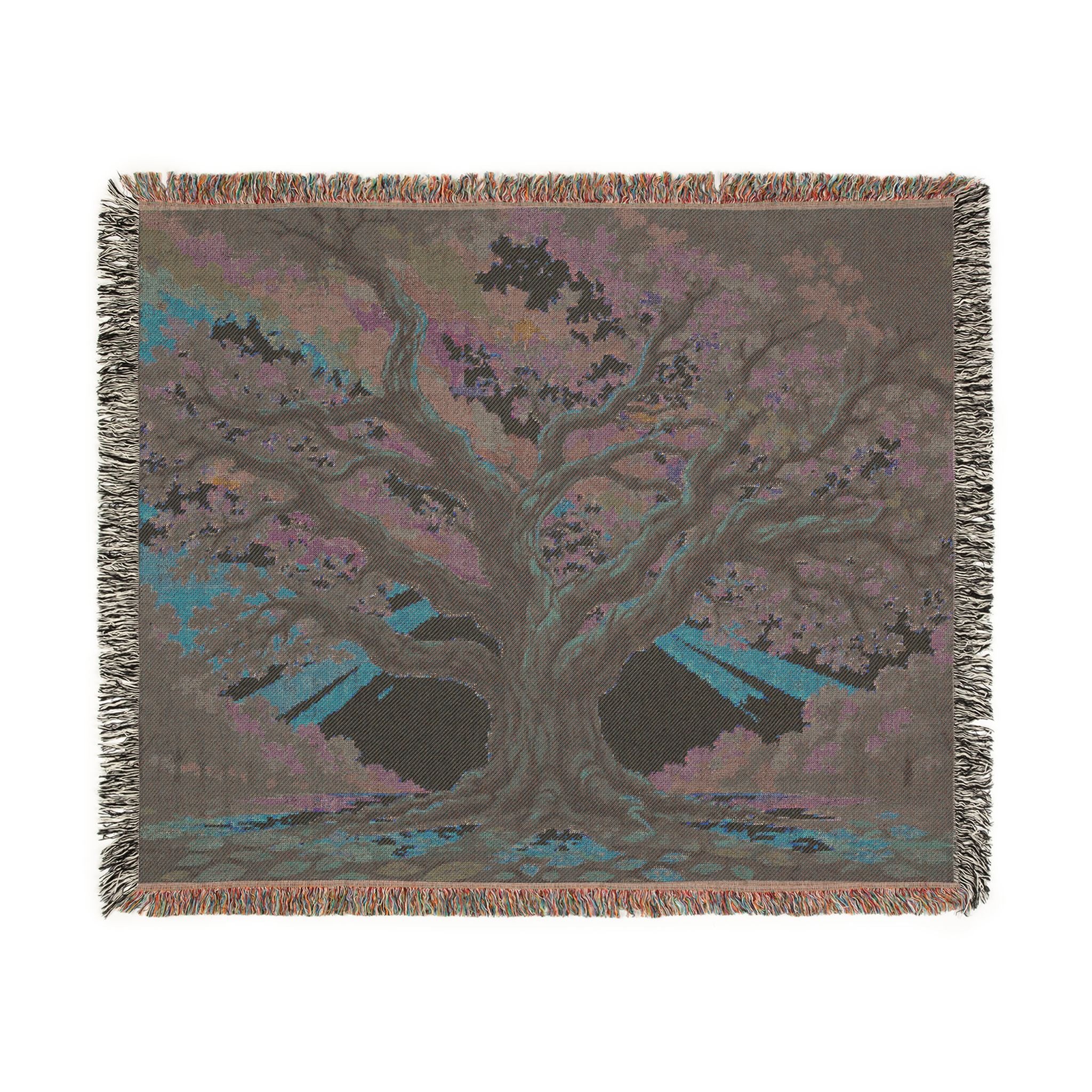 Sunset Tree Woven Blanket | Tapestry Tree Throw