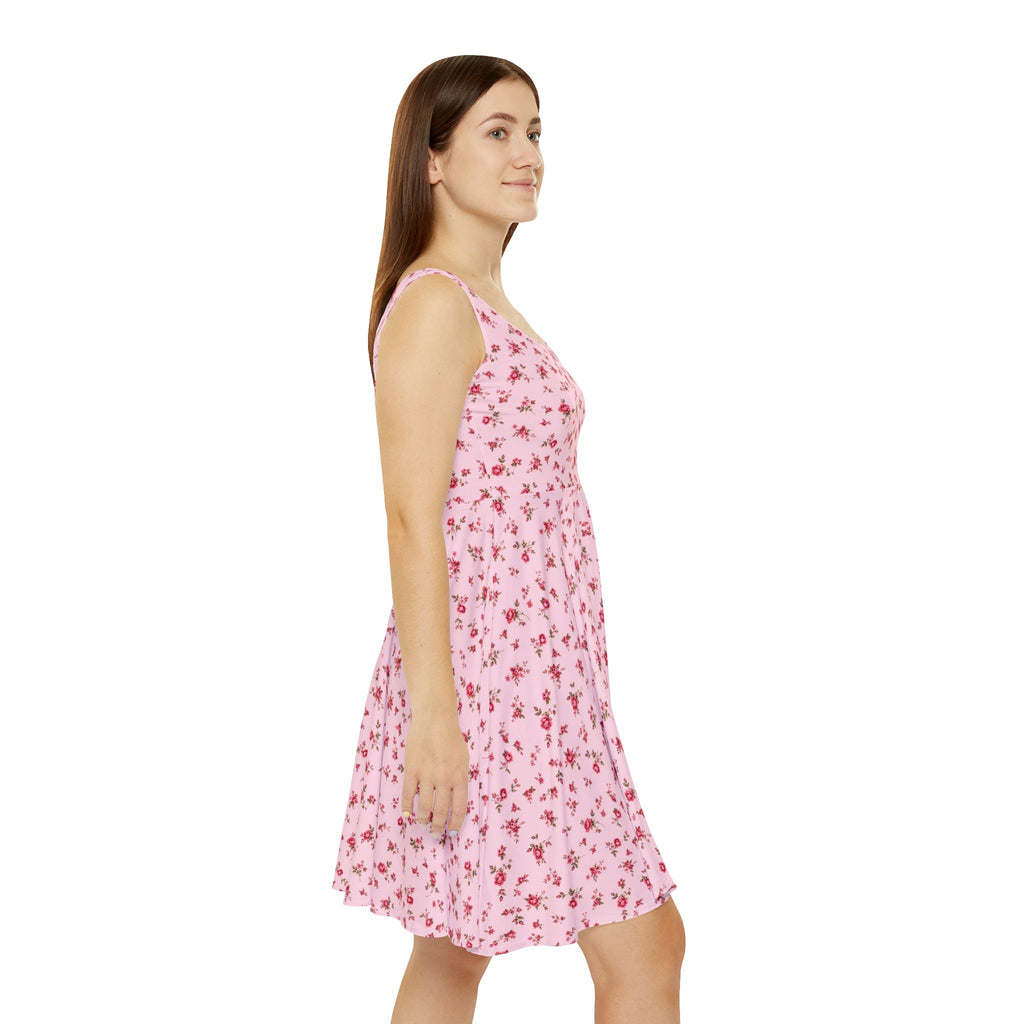 Pink Tiny Rose Floral Skater Dress