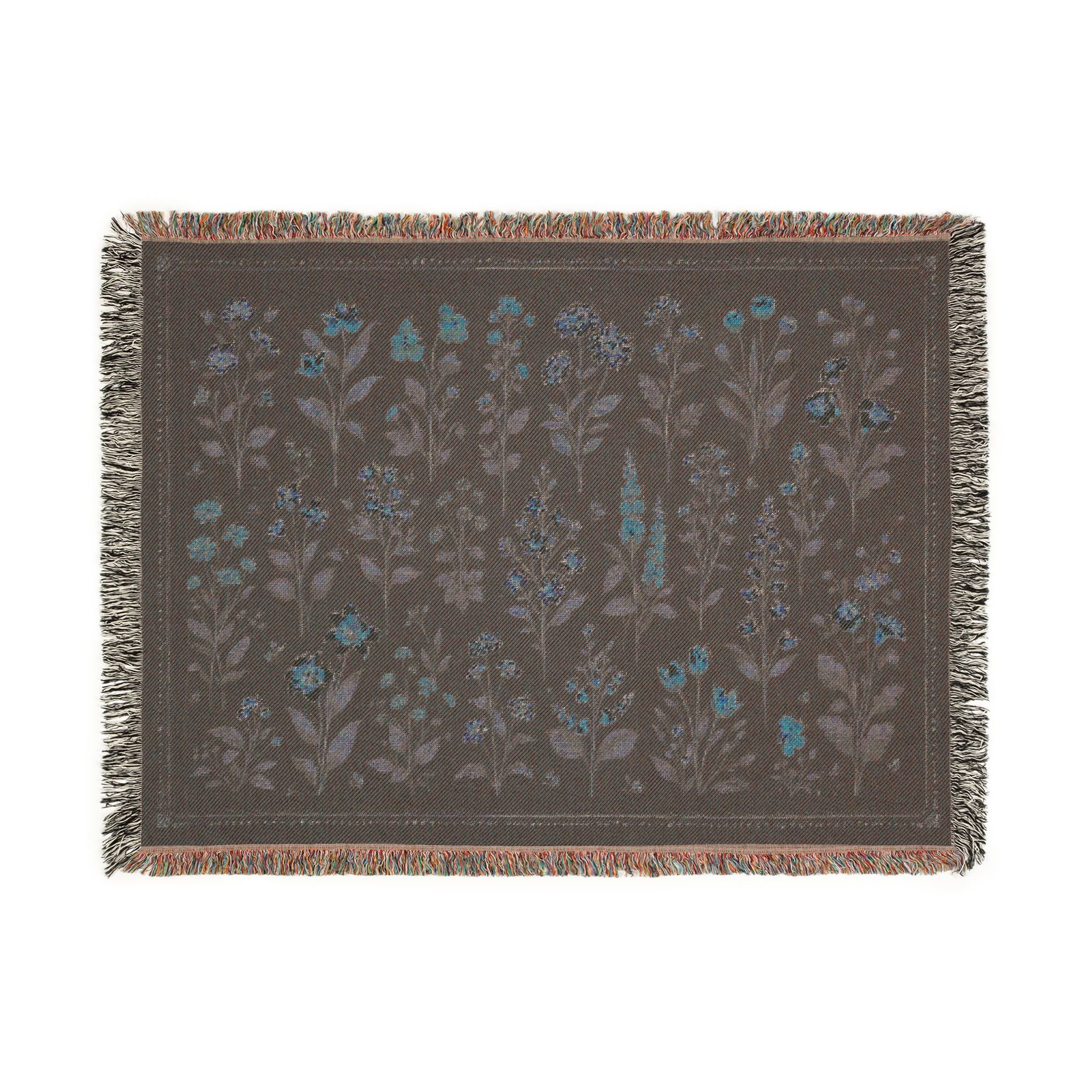 Vintage Floral Tapestry Woven Blanket | Meadow Flowers Throw