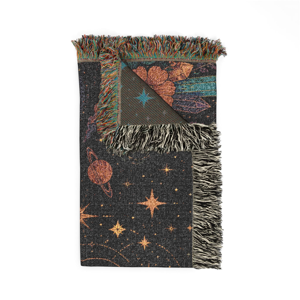 Celestial Moon Phases Woven Tapestry Blanket