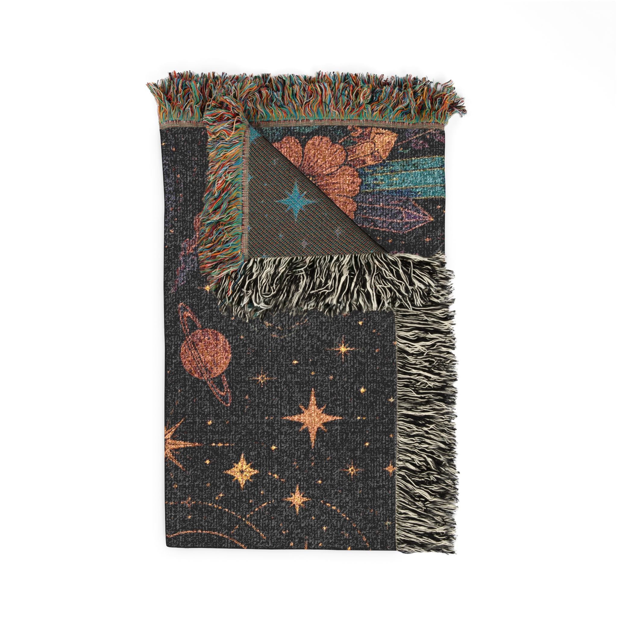 Celestial Moon Phases Woven Tapestry Blanket