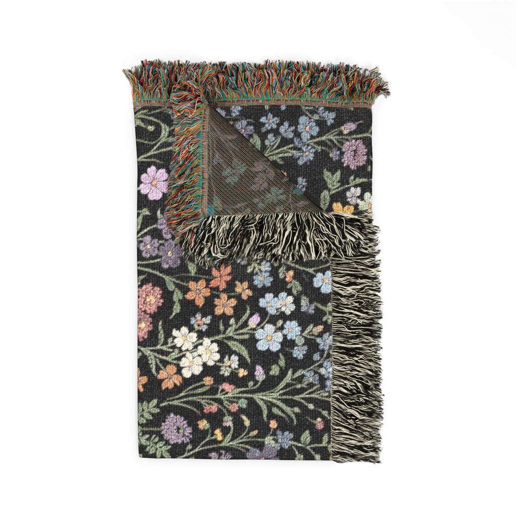 Tiny Floral Mosaic Woven Blanket | Meadow Flowers Throw
