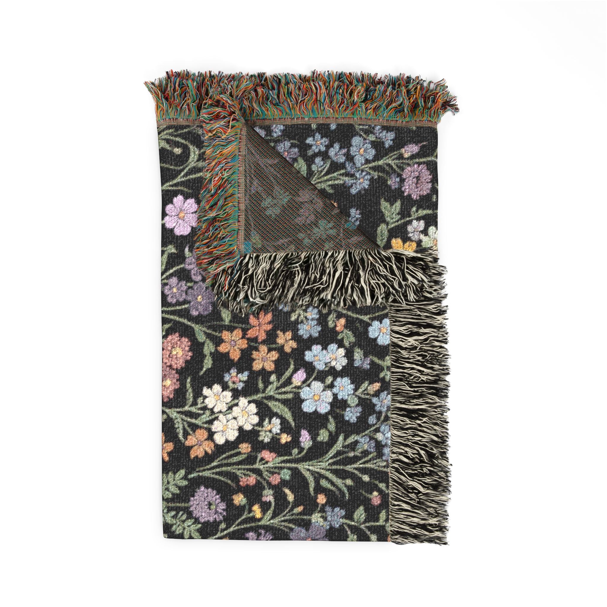 Tiny Floral Mosaic Woven Blanket | Meadow Flowers Throw