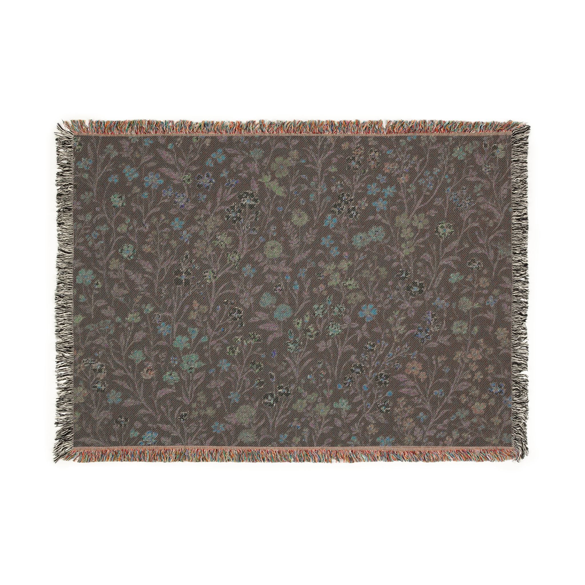 Tiny Floral Mosaic Woven Blanket | Meadow Flowers Throw