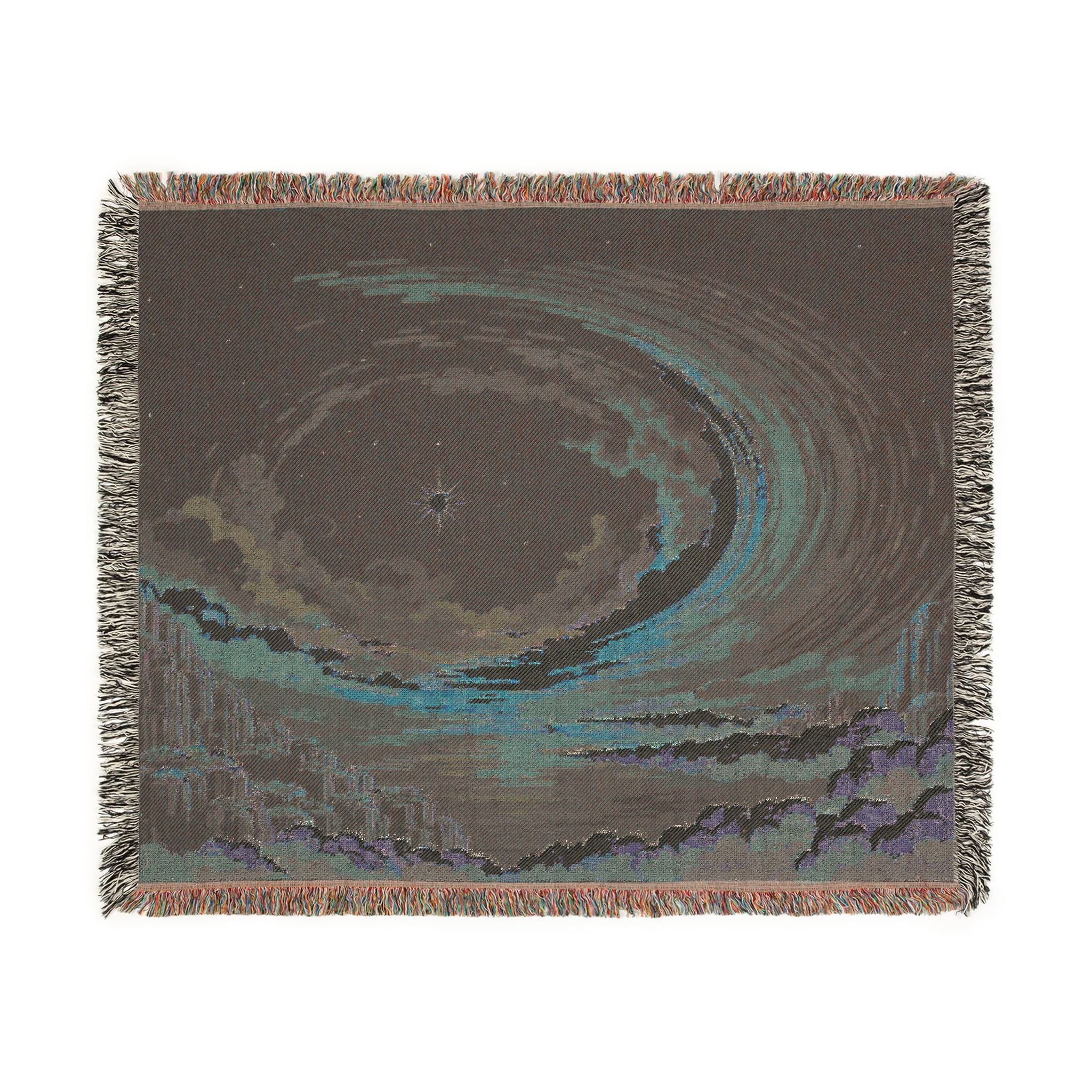 Cosmic Vortex Woven Blanket | Starry Swirl Tapestry Throw