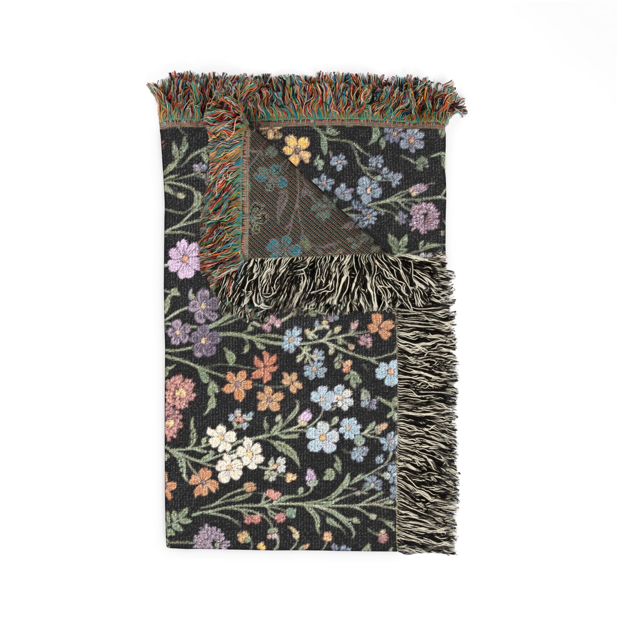 Tiny Floral Mosaic Woven Blanket | Meadow Flowers Throw