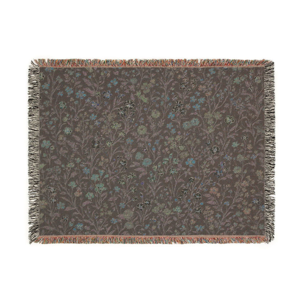 Tiny Floral Mosaic Woven Blanket | Meadow Flowers Throw