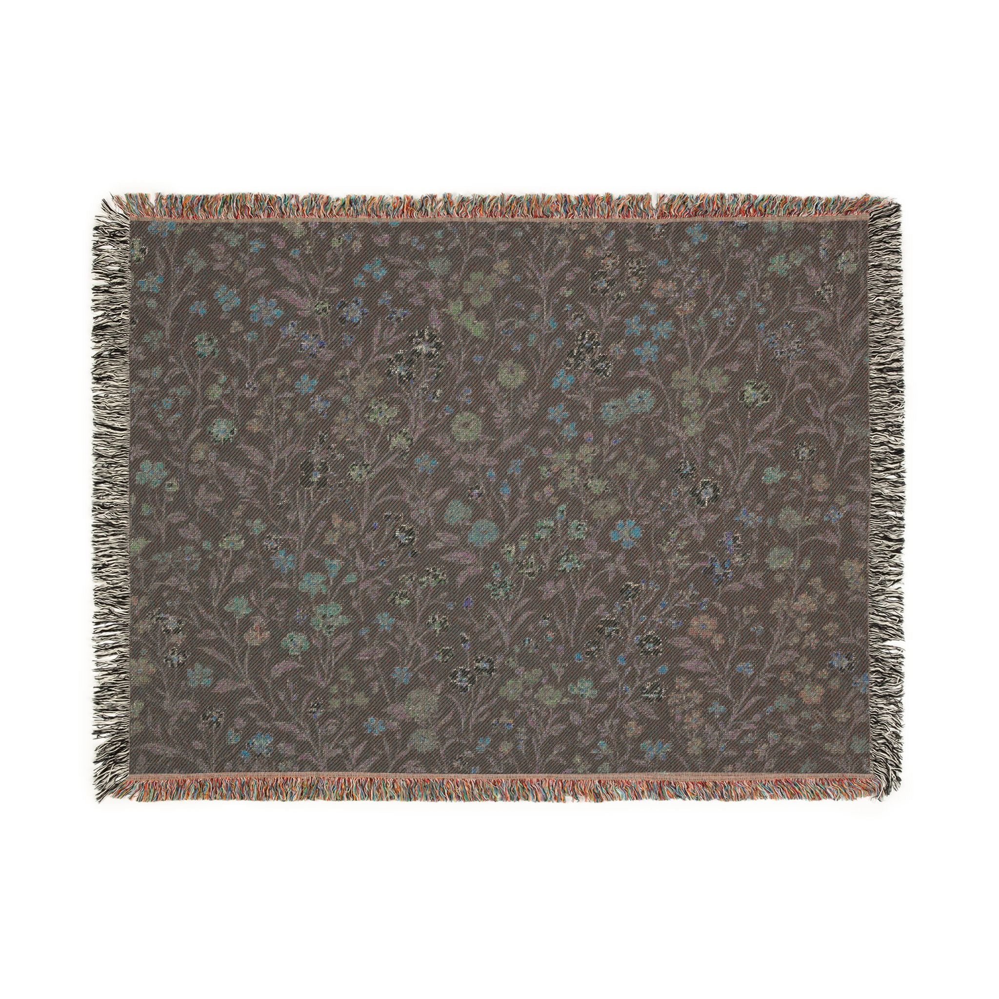 Tiny Floral Mosaic Woven Blanket | Meadow Flowers Throw