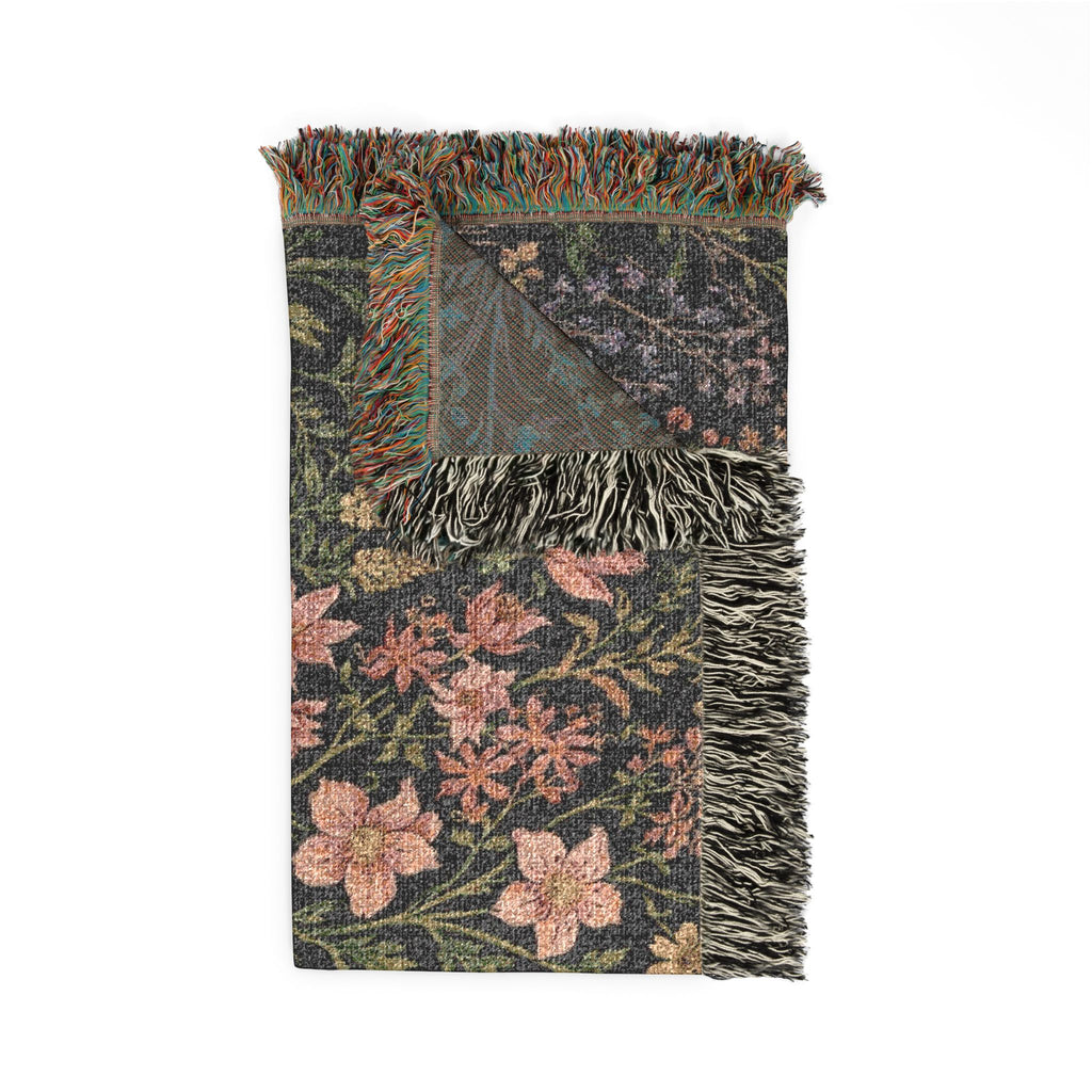 Vintage Botanical Garden Floral Woven Tapestry Blanket