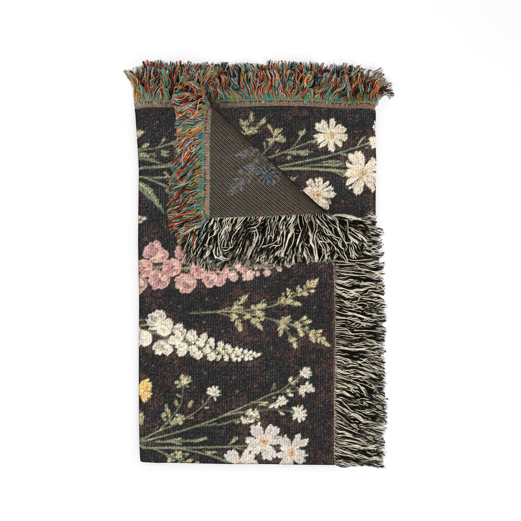 Vintage Wildflower Meadow Woven Blanket | Floral Tapestry Throw
