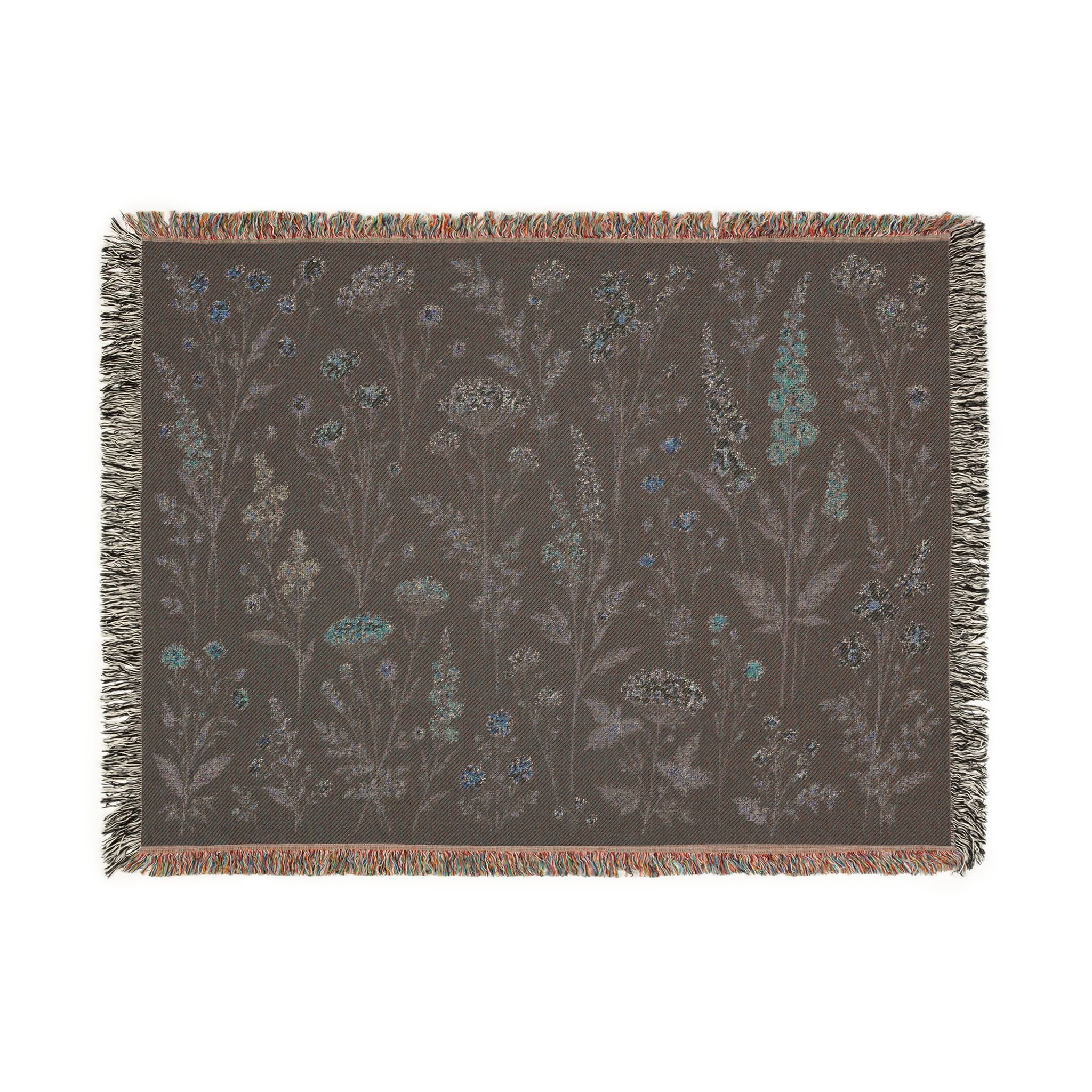 Vintage Wildflower Meadow Woven Blanket | Floral Tapestry Throw