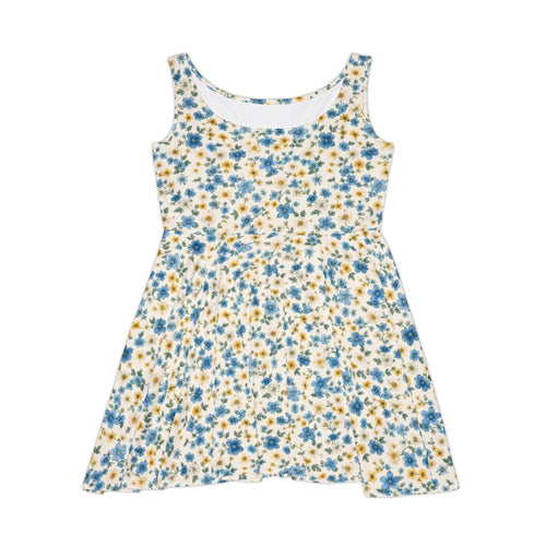 Blue and Yellow Ditsy Floral Skater Dress