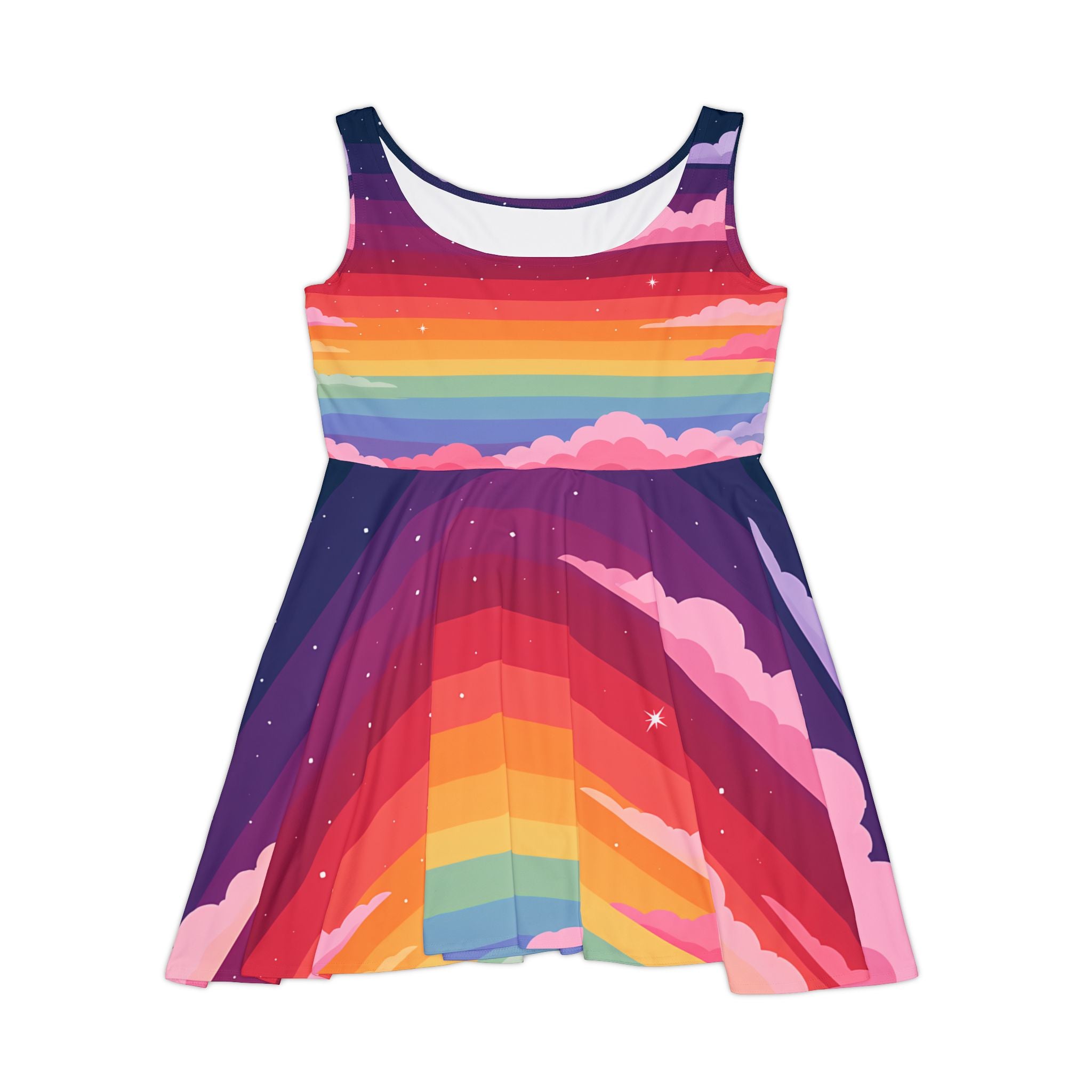 Rainbow Sunset Clouds Skater Dress