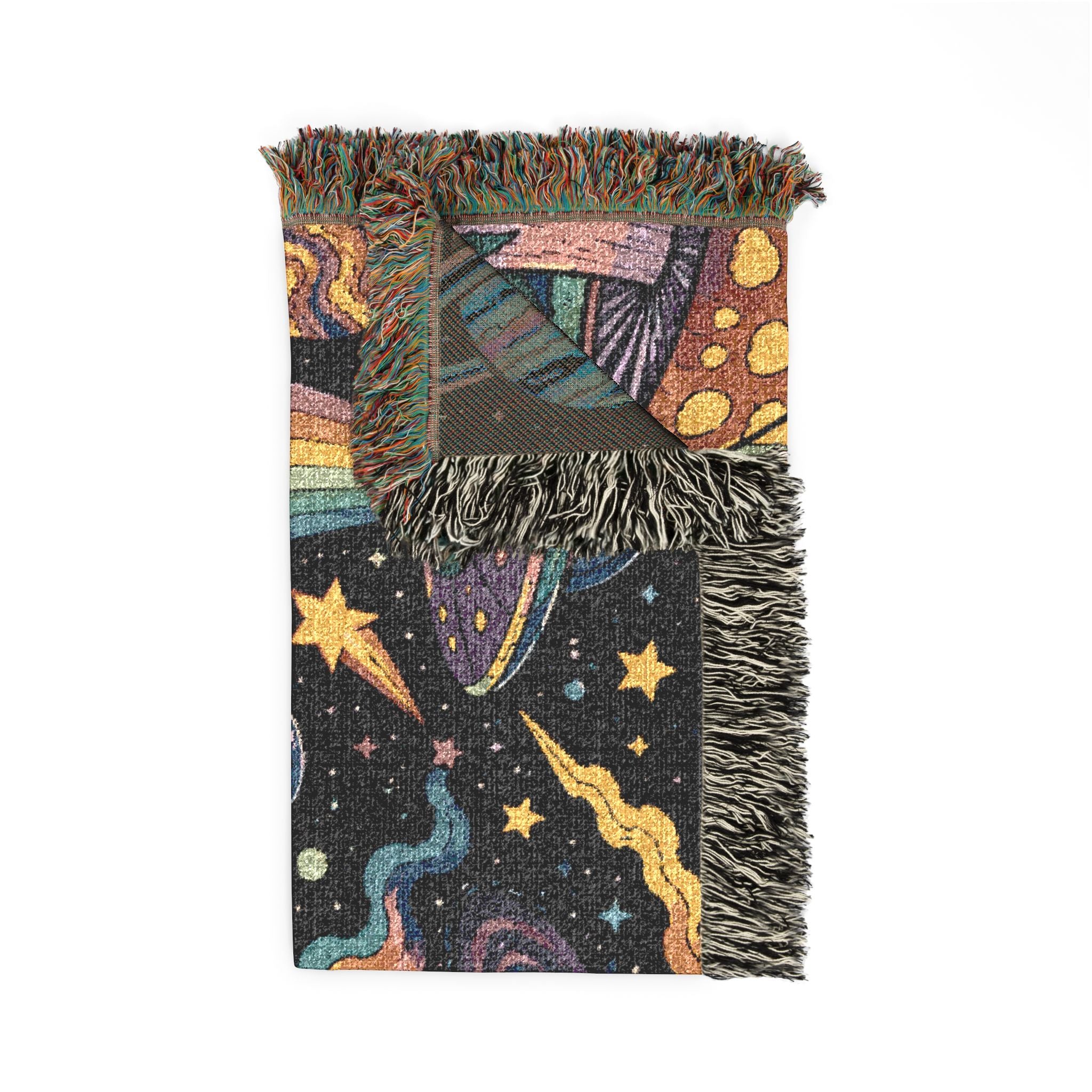 Psychedelic Alien Mushroom Scene Woven Tapestry Blanket