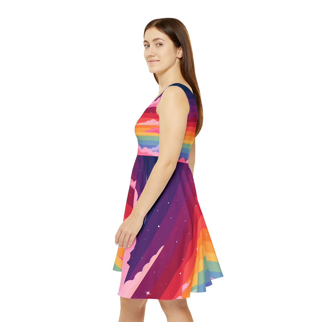 Rainbow Sunset Clouds Skater Dress