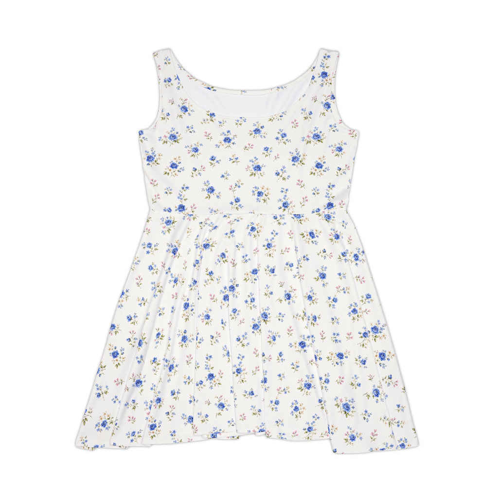 Blue Floral Print Skater Dress