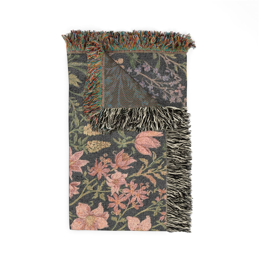 Vintage Floral Tapestry Woven Blanket | Botanical Garden Throw
