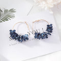 Navy Bloom Hoop Earrings