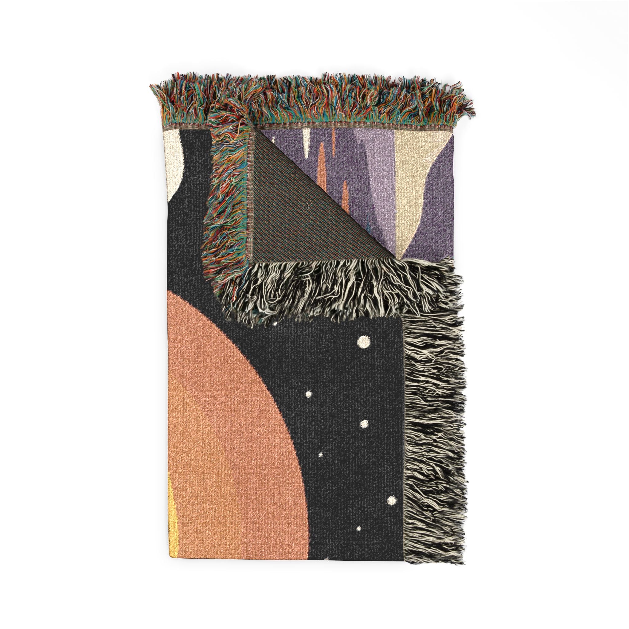 Retro Sunset Arch Woven Blanket | Boho Landscape Tapestry Throw