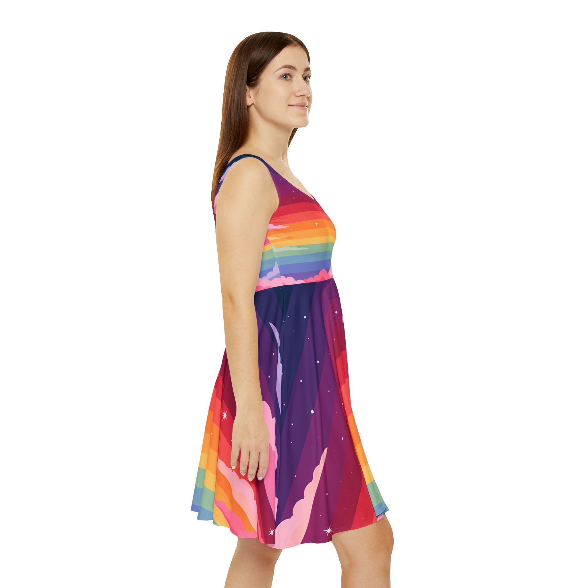 Rainbow Sunset Clouds Skater Dress