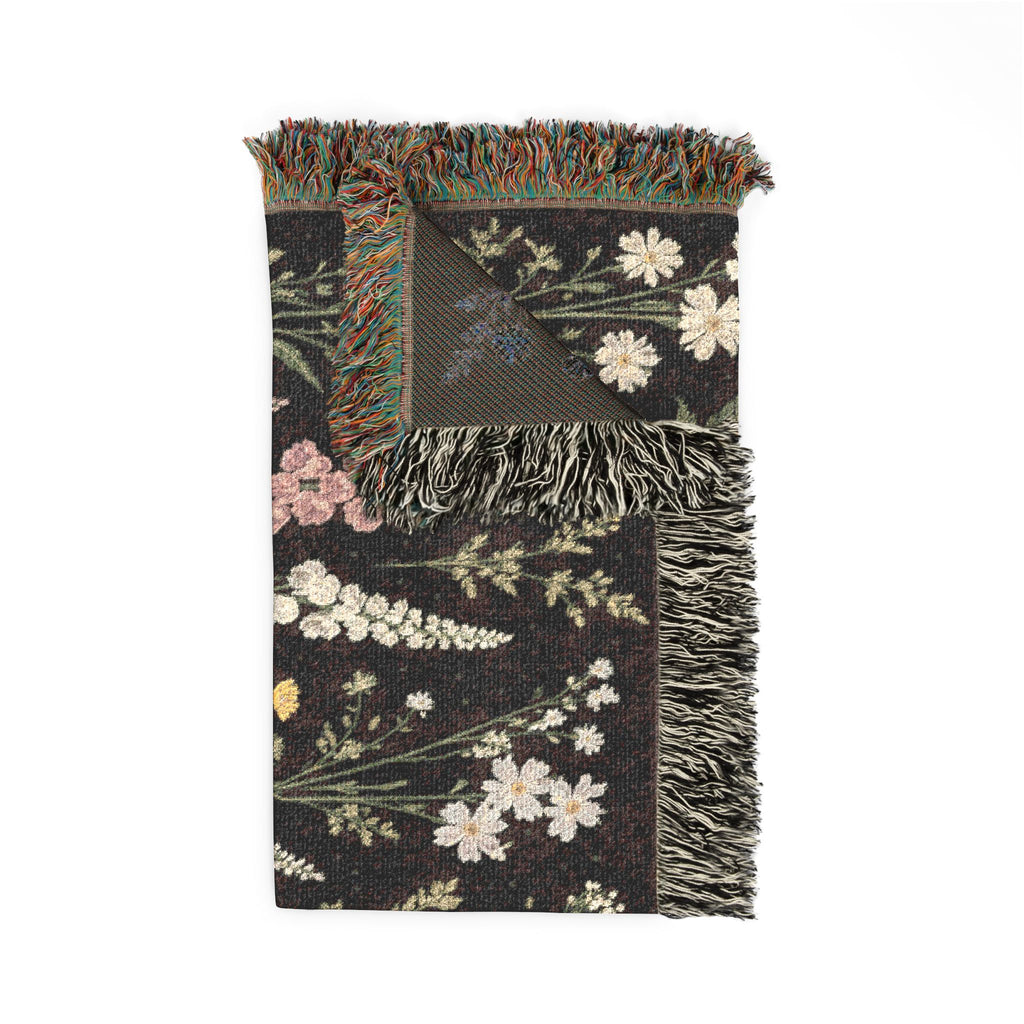 Vintage Wildflower Meadow Woven Blanket | Floral Tapestry Throw