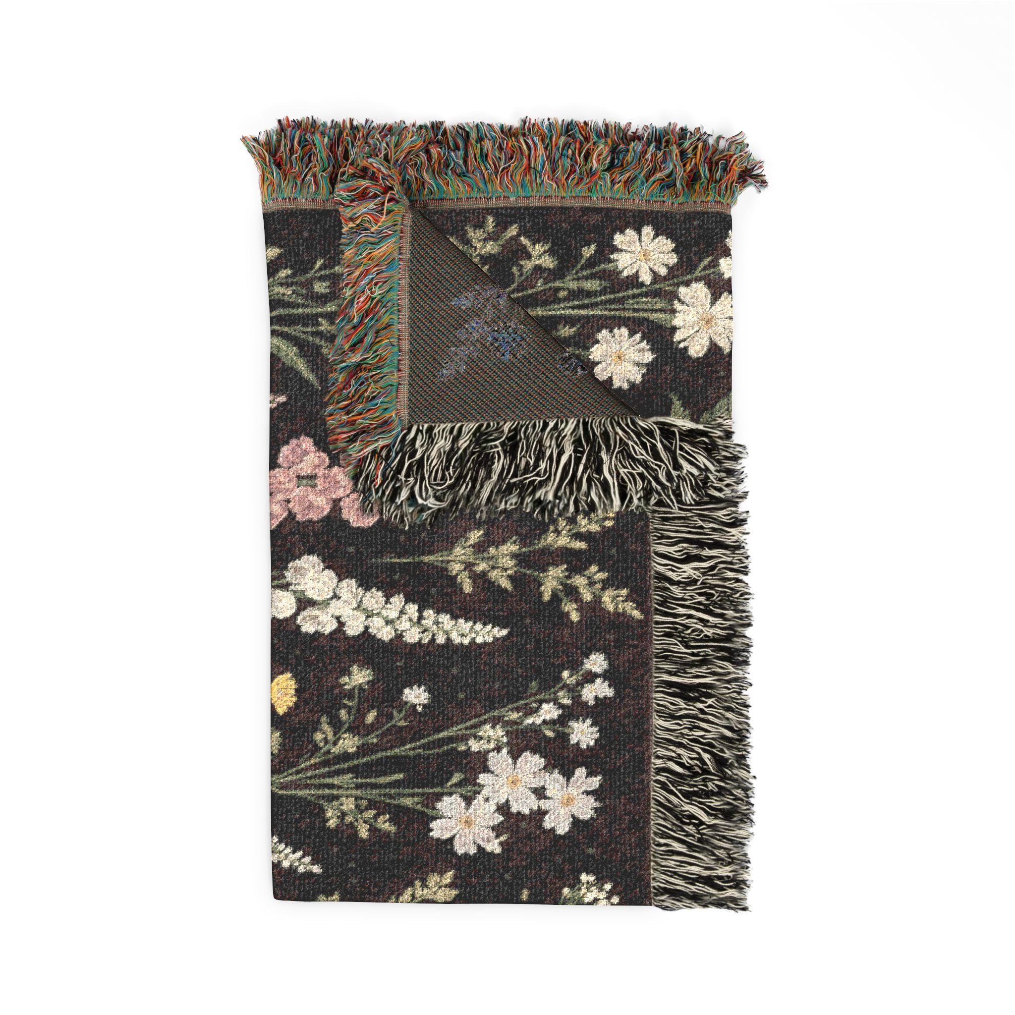 Vintage Wildflower Meadow Woven Blanket | Floral Tapestry Throw