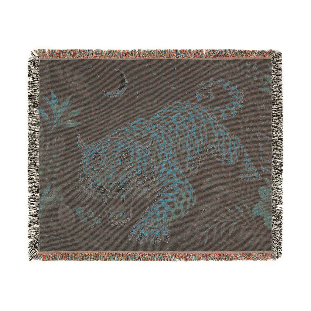 Roaring Tiger Throw Woven Blanket | Jungle Moon Tapestry