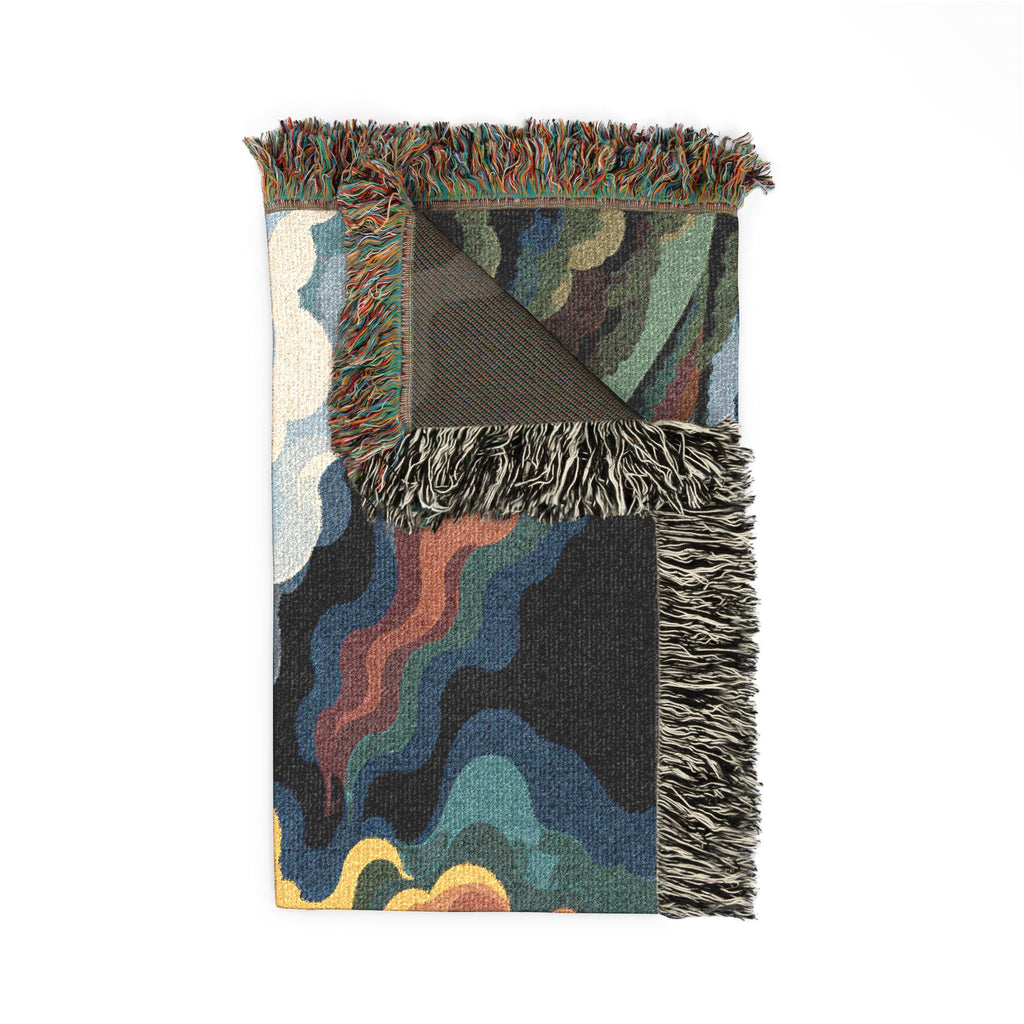 Sunset Landscape Woven Blanket | Scenic Countryside Tapestry Throw