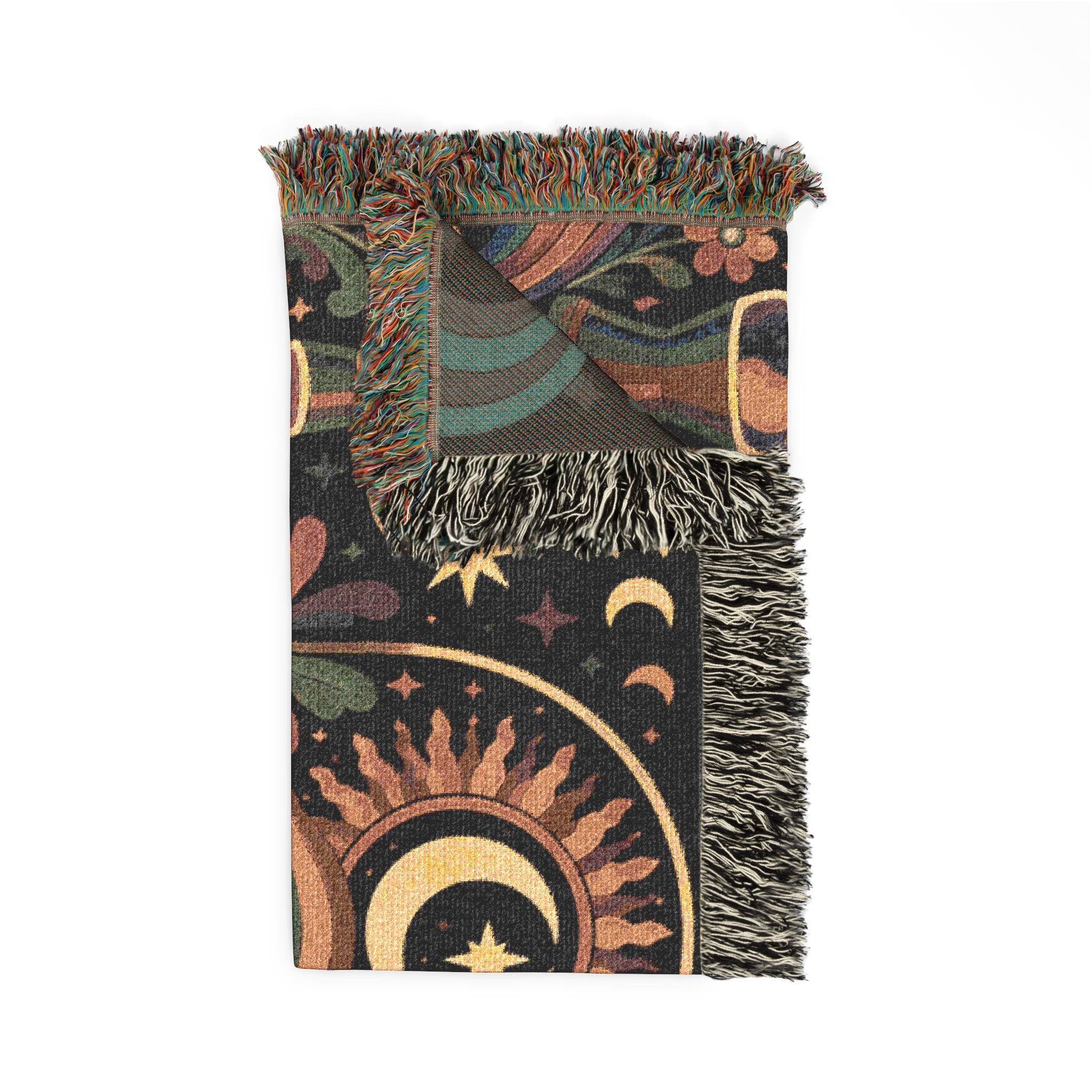 Celestial Moon Eye Woven Blanket | Mystic Boho Tapestry Throw