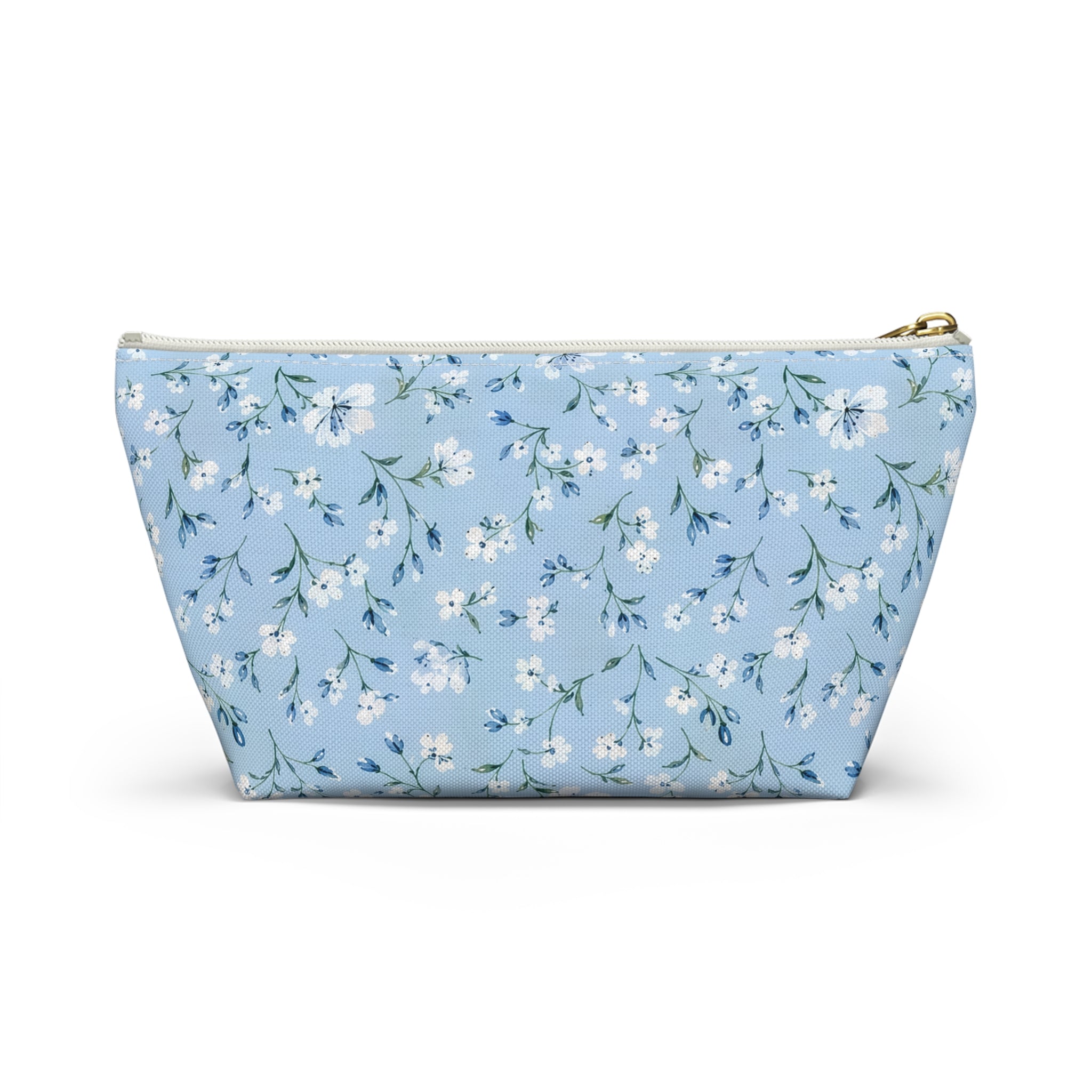Light Blue Floral Pattern Accessory Pouch