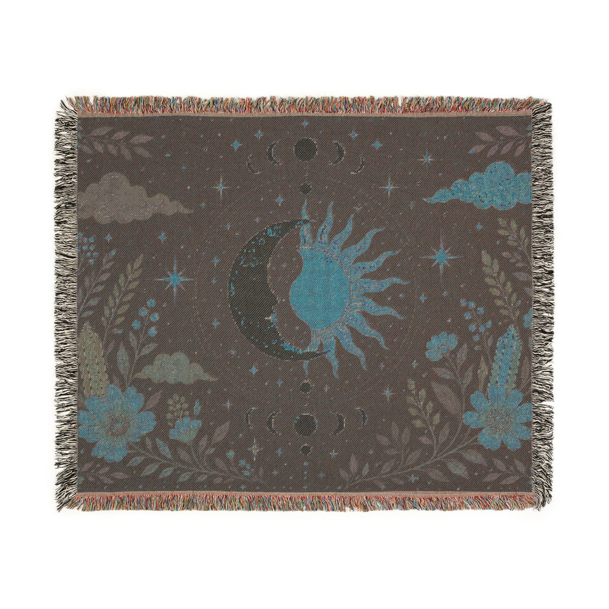 Sun and Moon Celestial Woven Blanket | Boho Astrology Throw