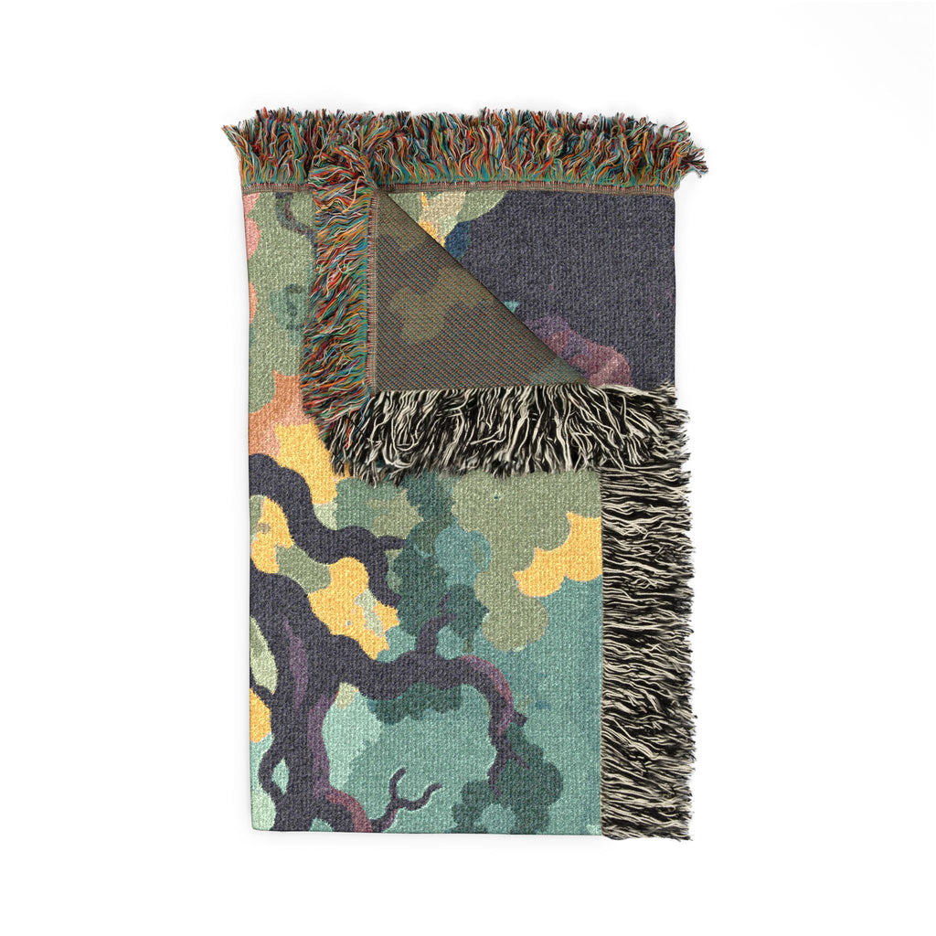 Enchanted Forest Tapestry Woven Blanket | Colorful Tree Canopy Throw