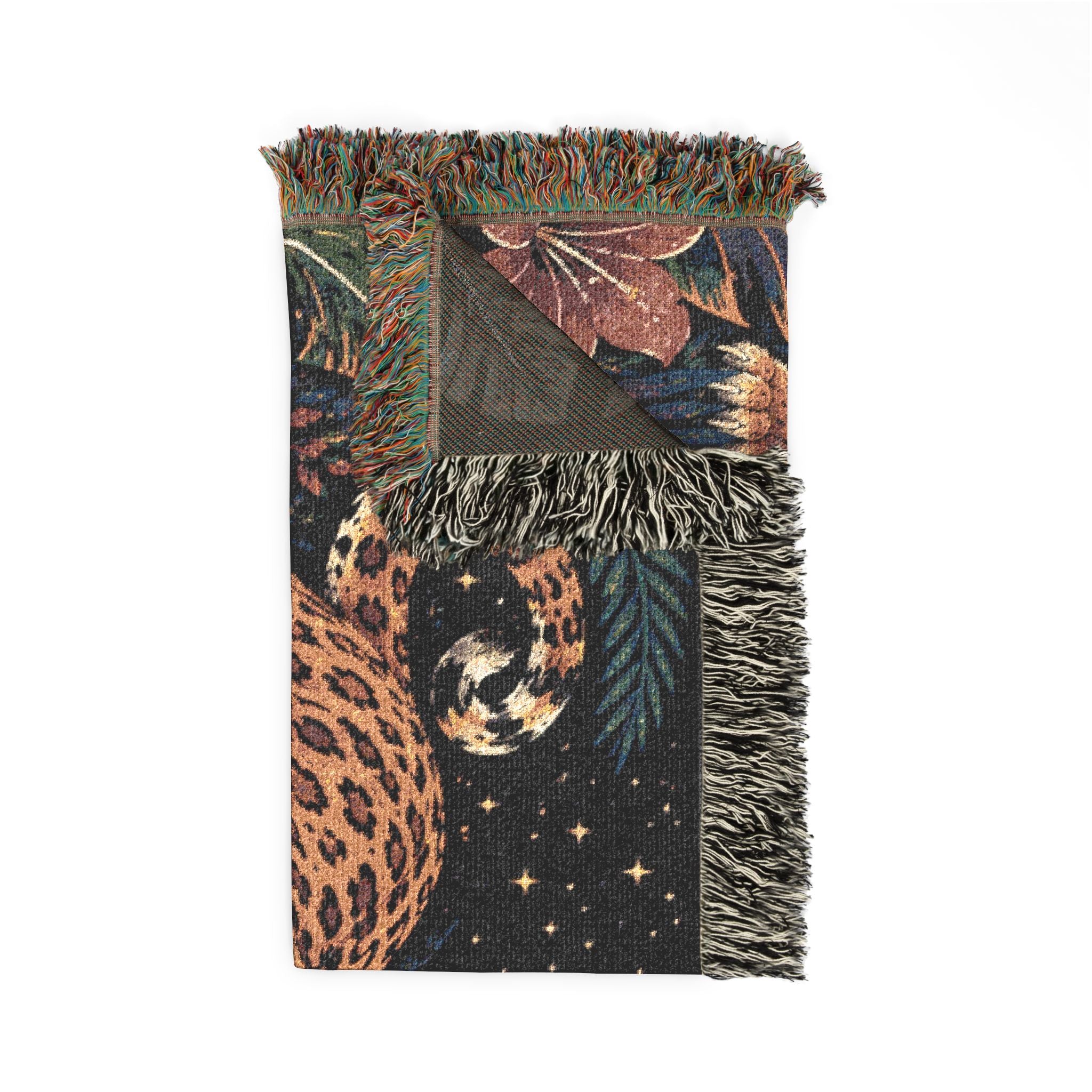 Roaring Tiger Throw Woven Blanket | Jungle Moon Tapestry