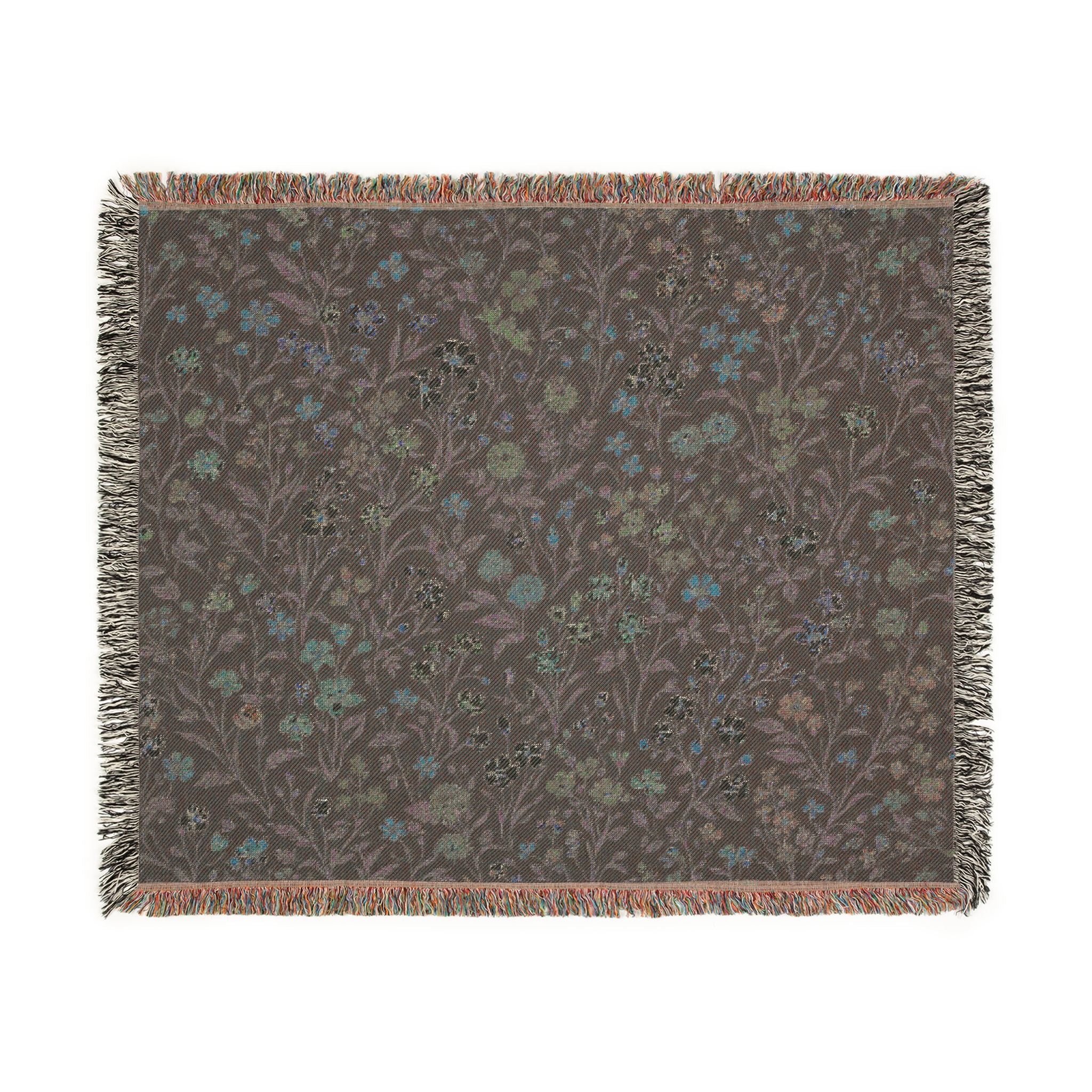 Tiny Floral Mosaic Woven Blanket | Meadow Flowers Throw