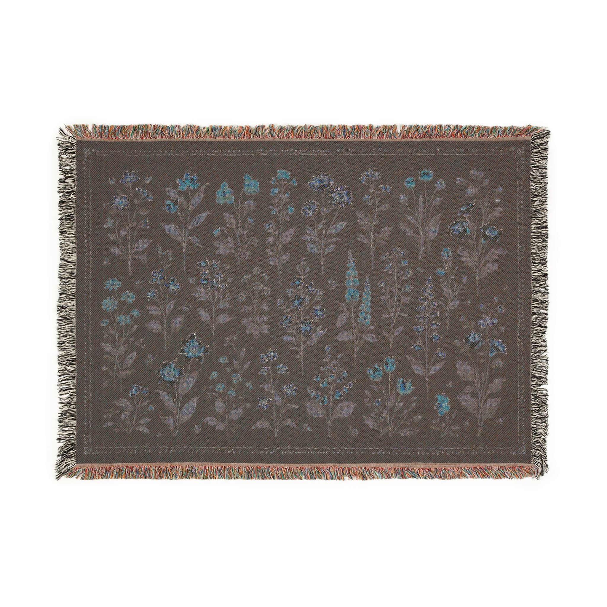 Vintage Floral Tapestry Woven Blanket | Meadow Flowers Throw