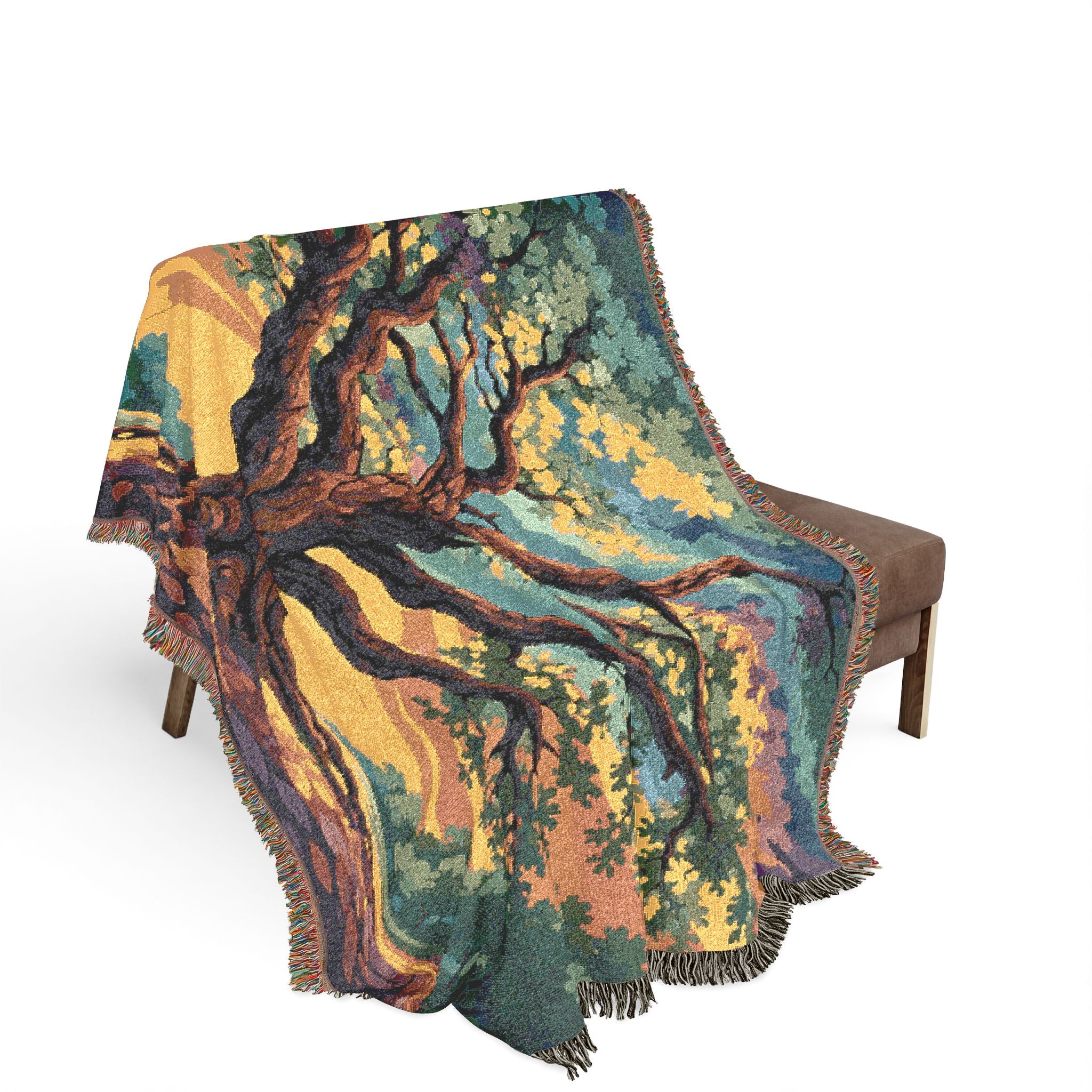 Sunset Tree Woven Blanket | Tapestry Tree Throw